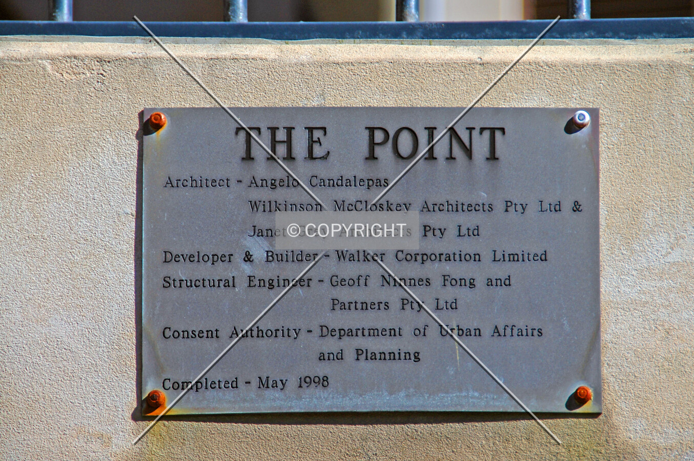 Plaque near the Point Street entrance
