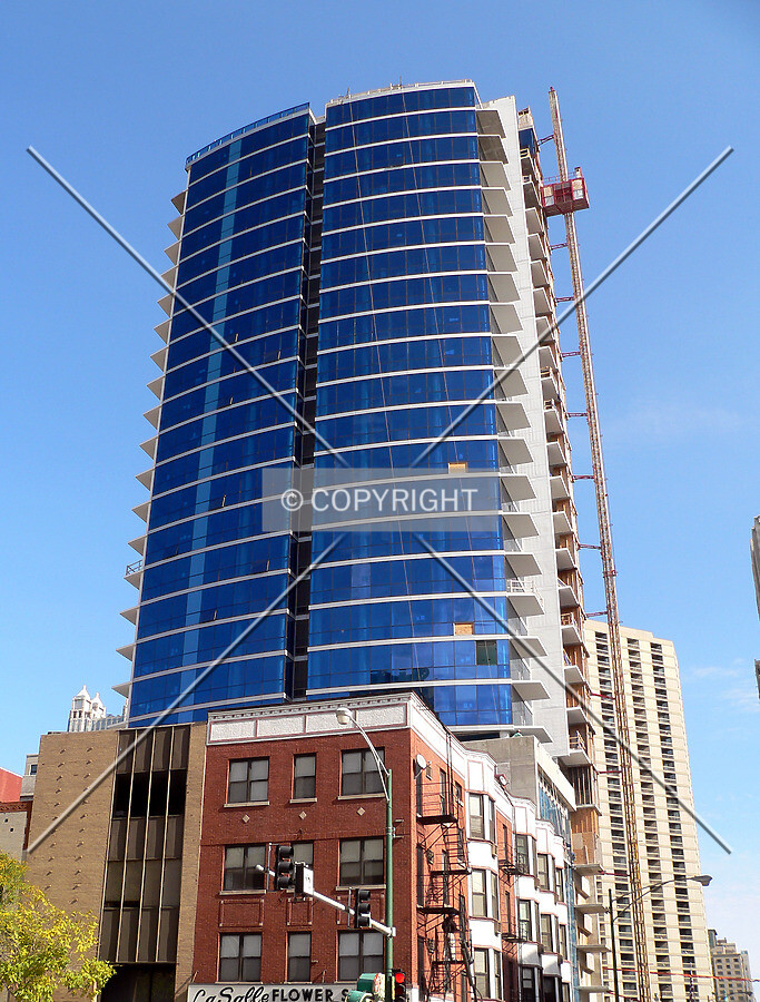 View from the corner of Superior Street and LaSalle Street