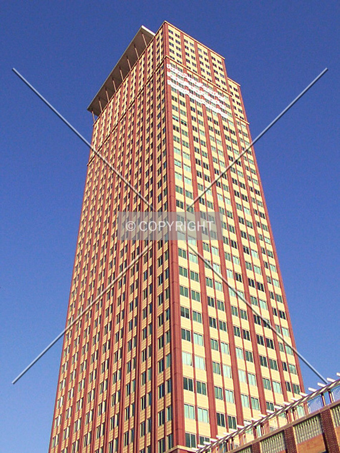Looking up the southwest corner