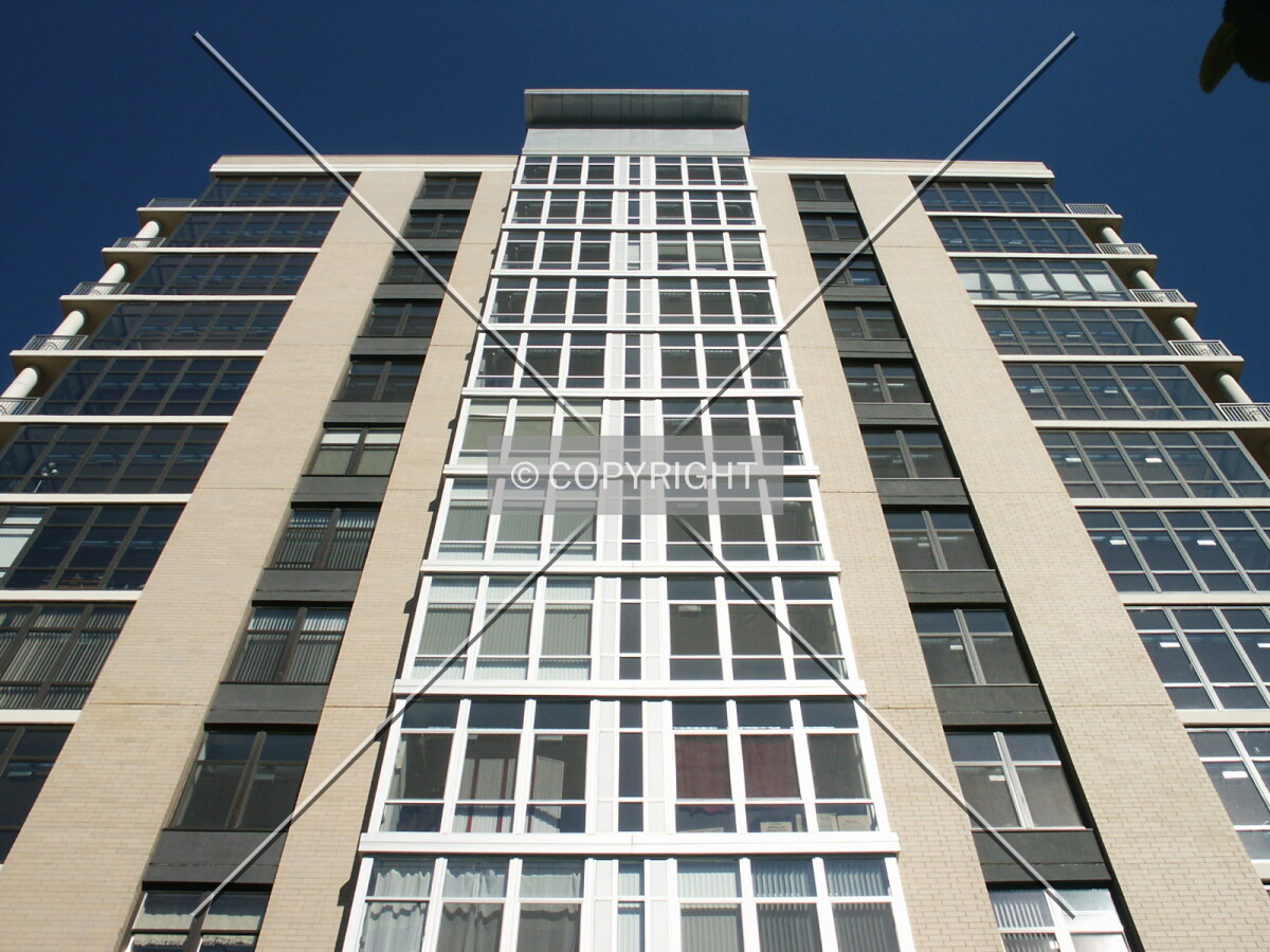 Looking up the south facade