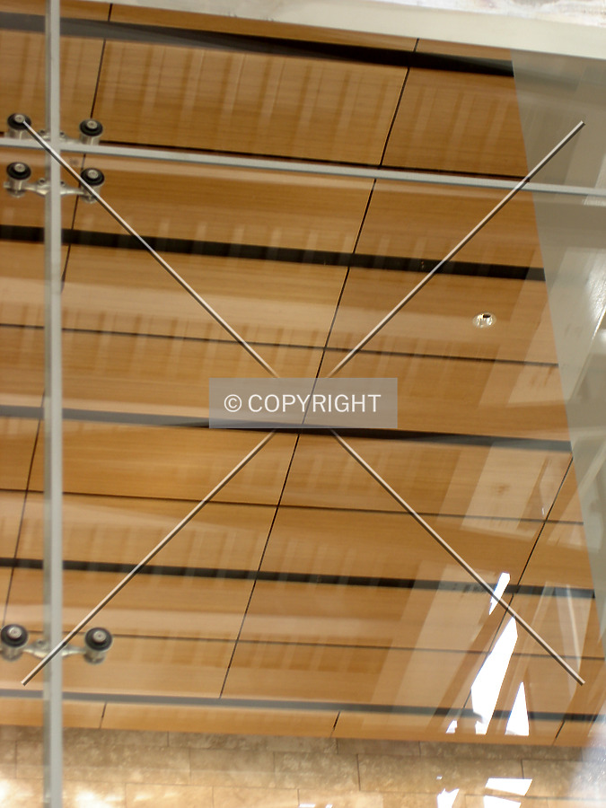 Lobby walls and ceiling from the sidewalk