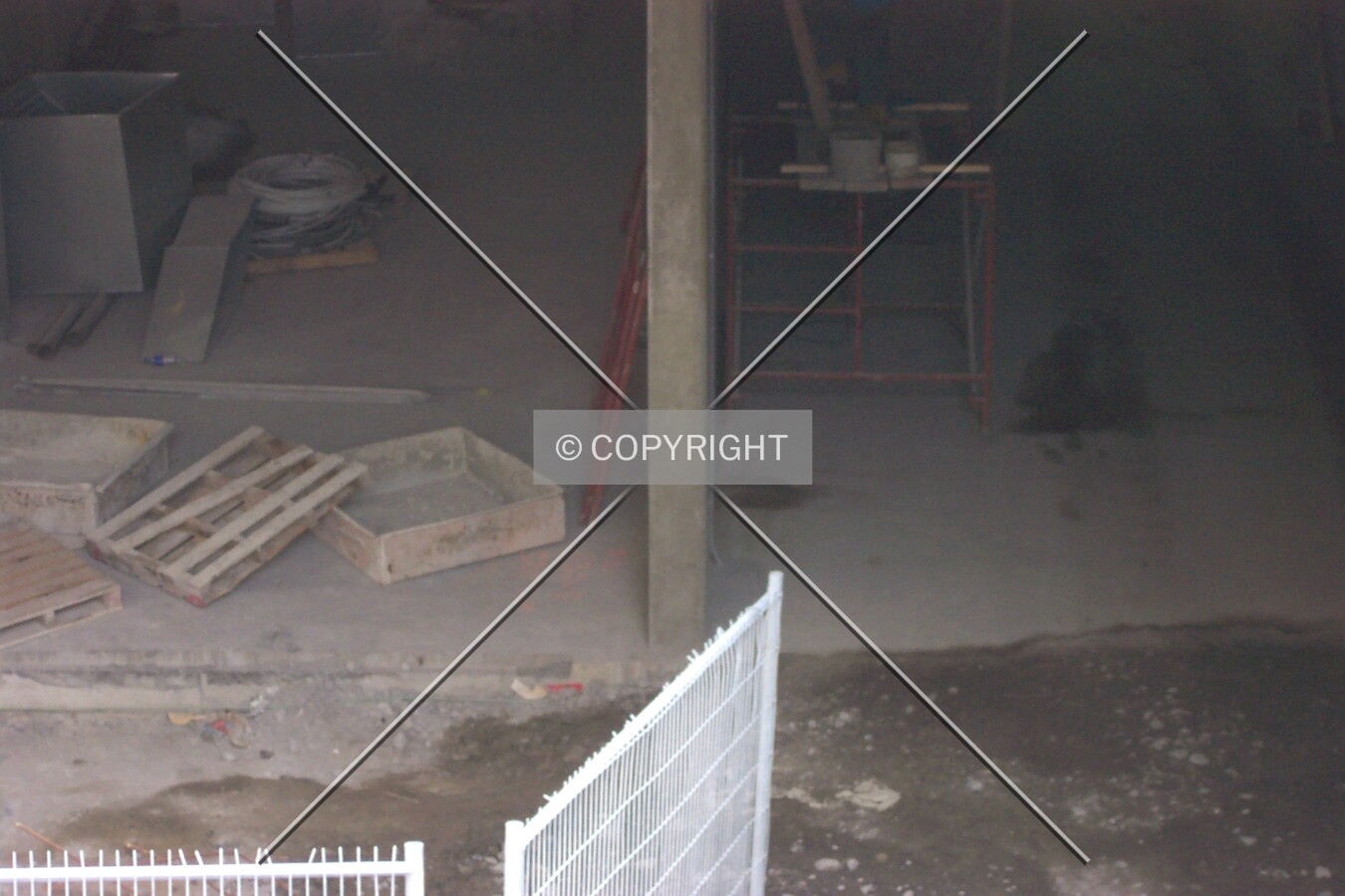 Looking down into the basement floor