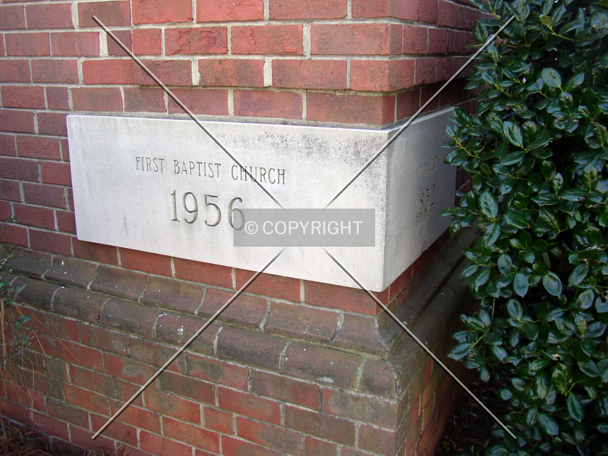 Dedication stone on the northwest corner