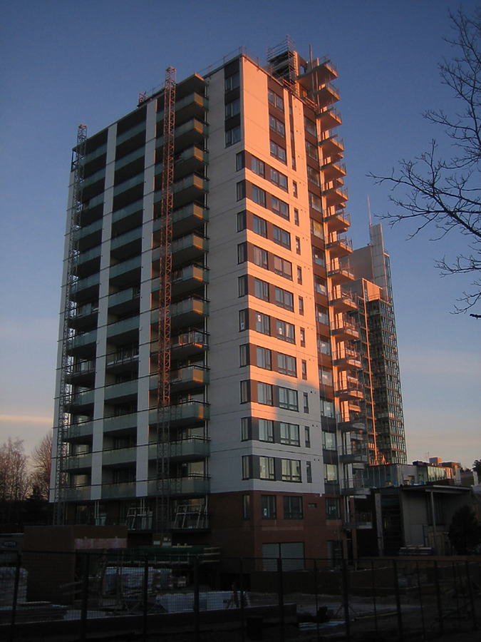 Evening sun on the nearly completed tower