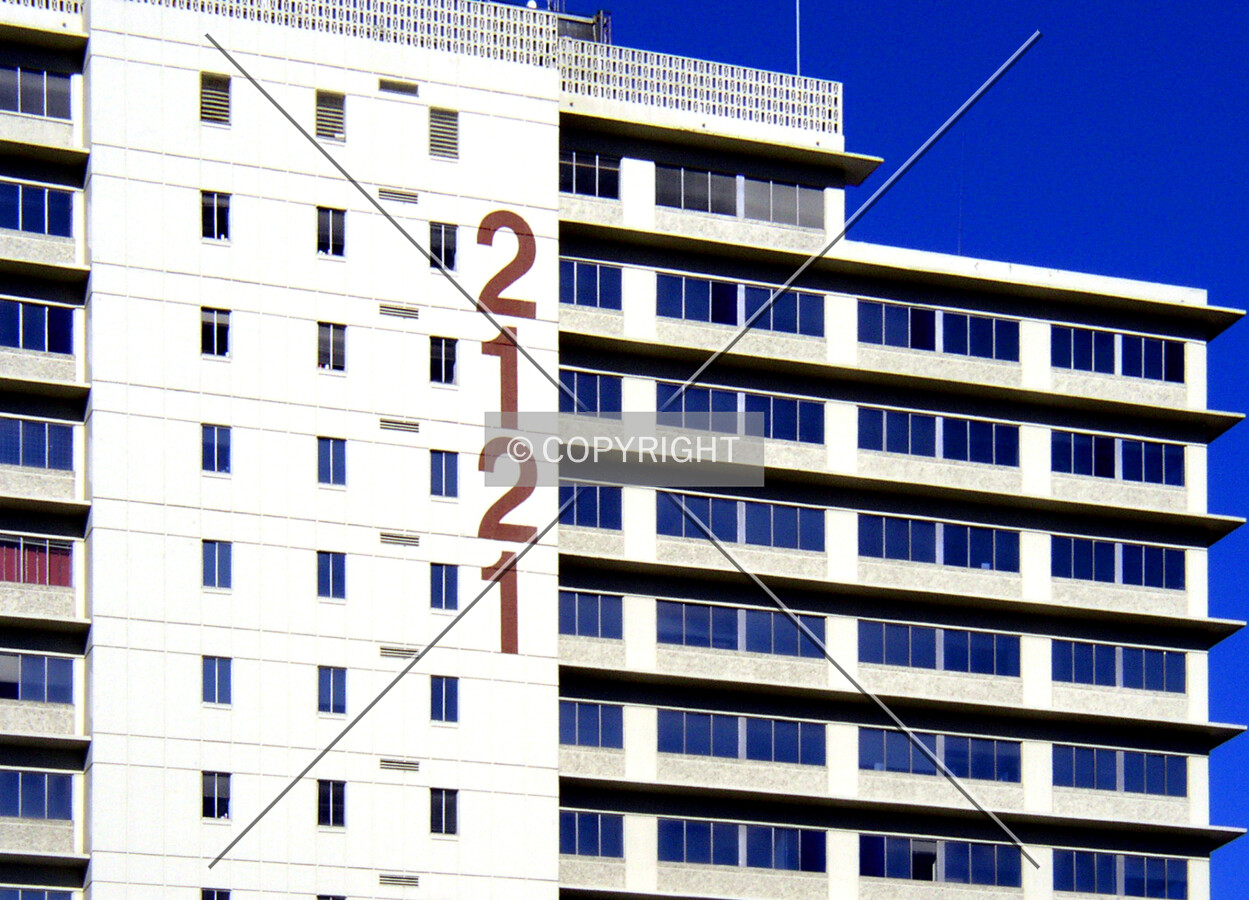 Detail of the signage and facade on the southern side