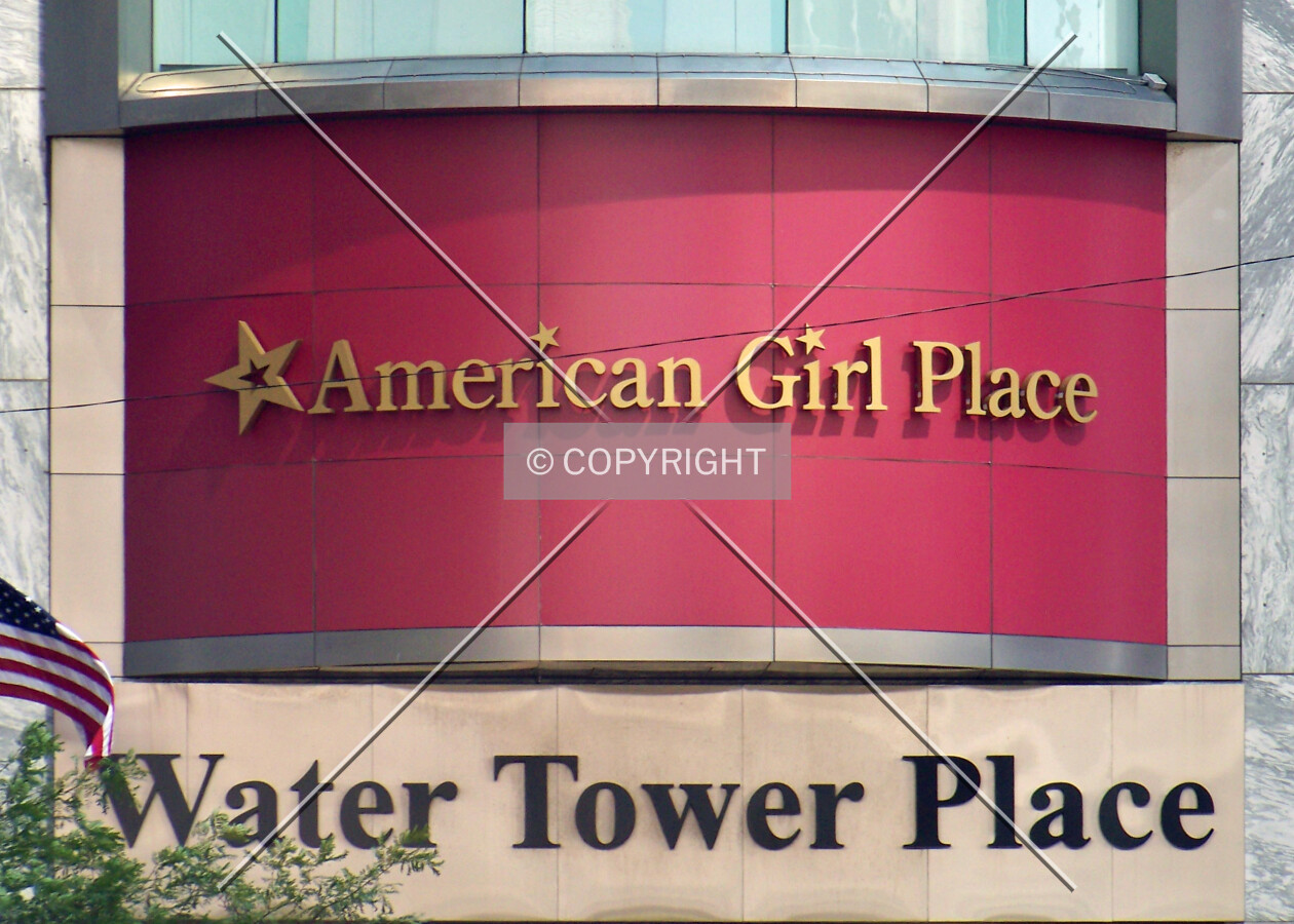 American Girl Place sign on the west facade