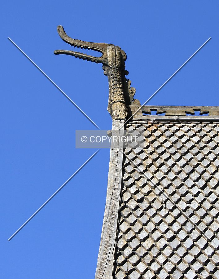 Dragon head detail on the roof top