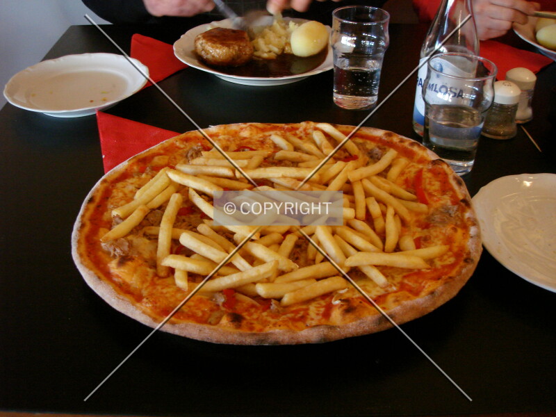 Pizza with fries