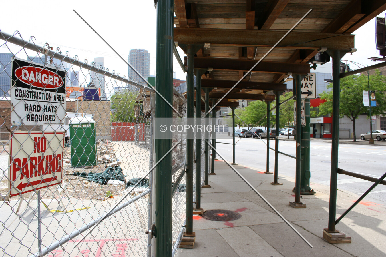 Looking south through the pedestrian canopy