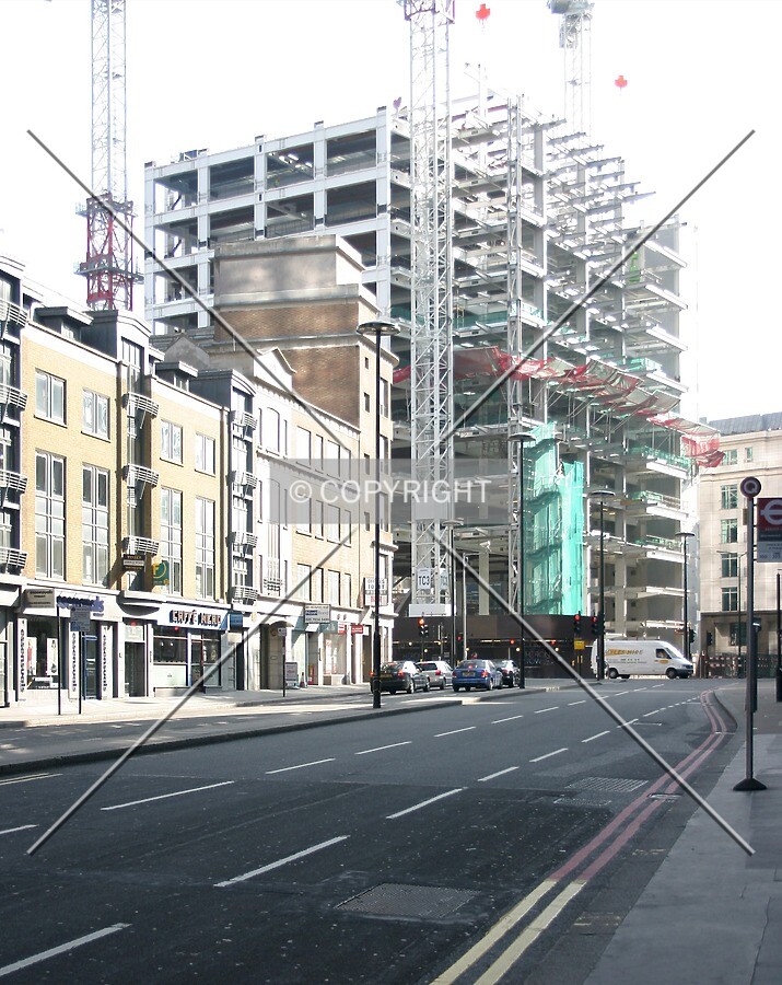 View east of the steel frame from Wormwood Street