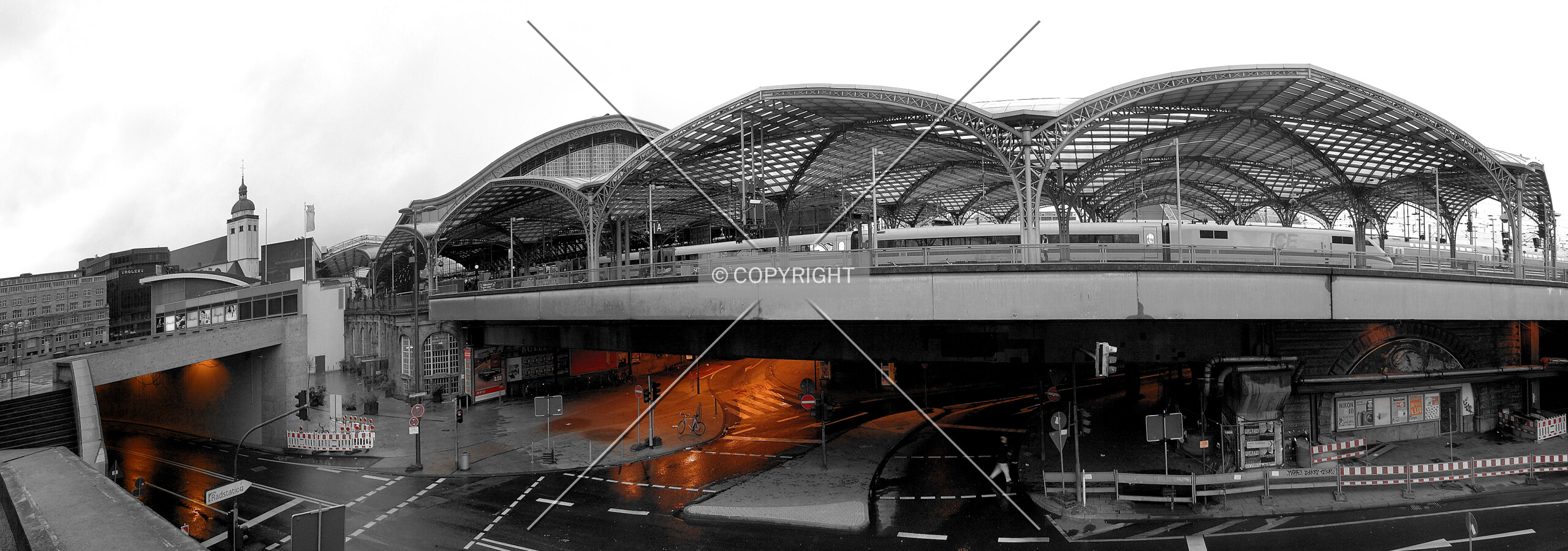 Panoramic view of the train station
