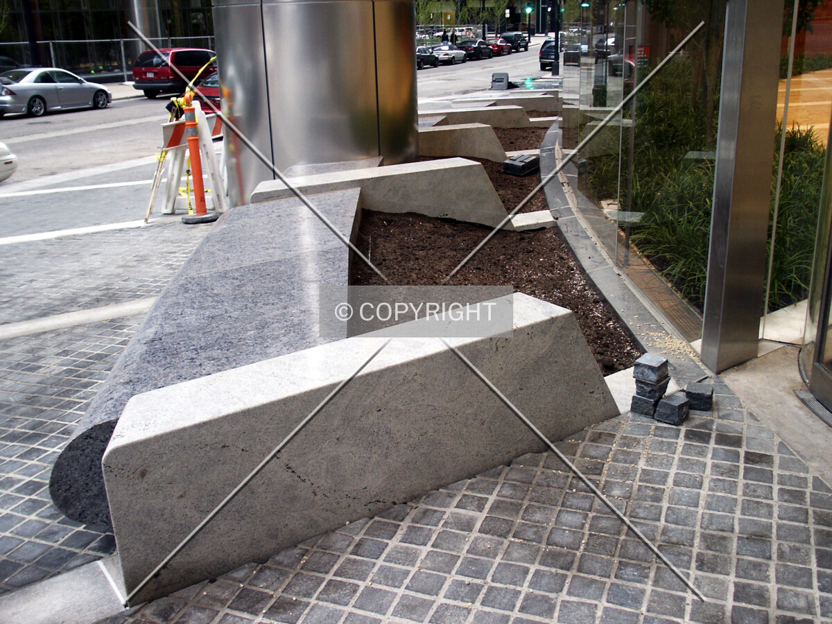 Landscaping beds next to the entrance