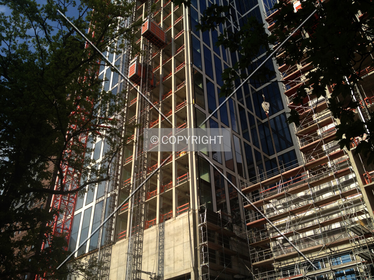 Facade panels are mounted