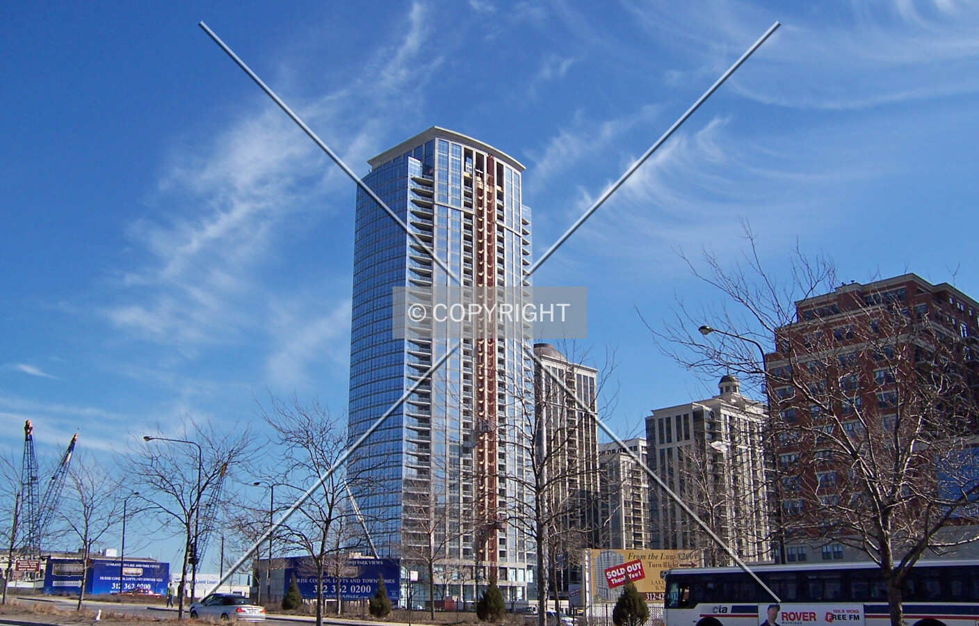 Looking southeast from the intersection of Michigan Avenue and Roosevelt Road
