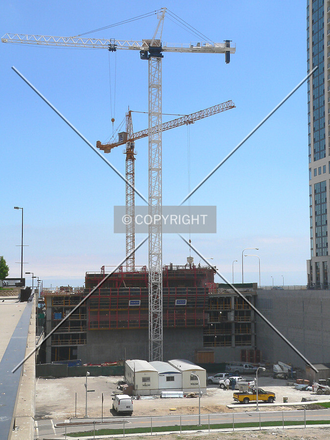 Looking towards the construction site from upper Wacker Drive