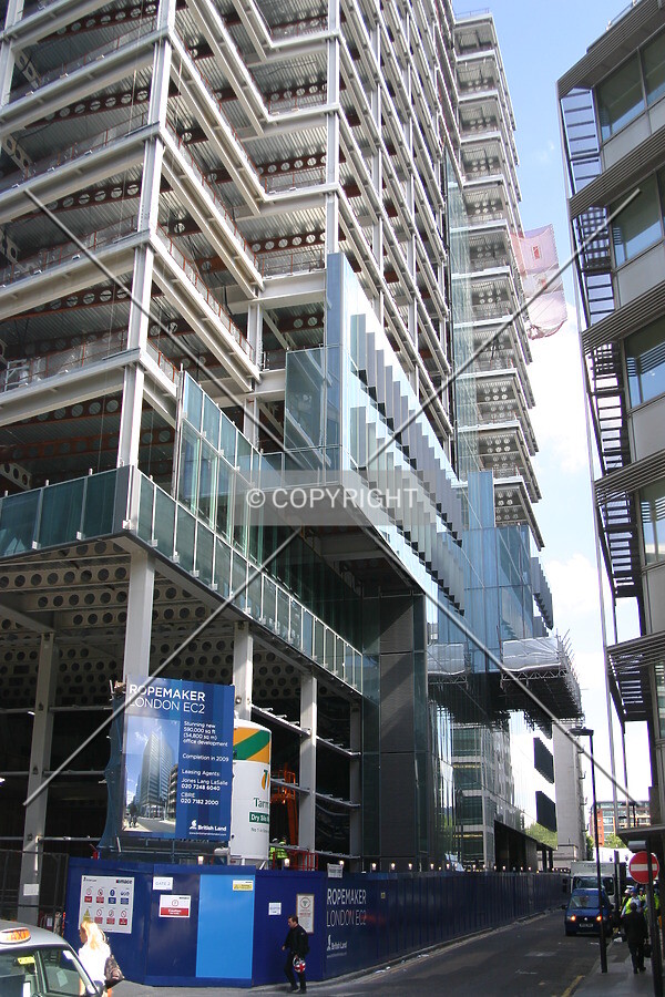 Façade installation progress on the east side
