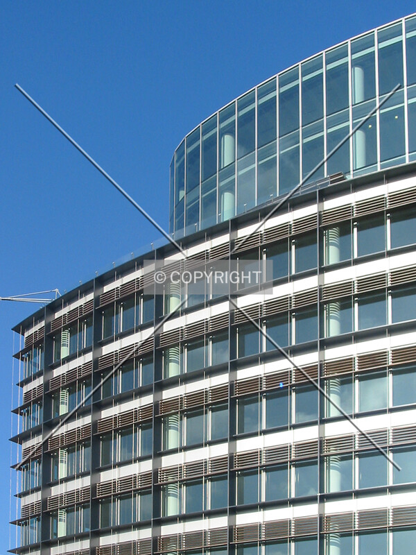 Detail of the facade as it curves to form 'the point'