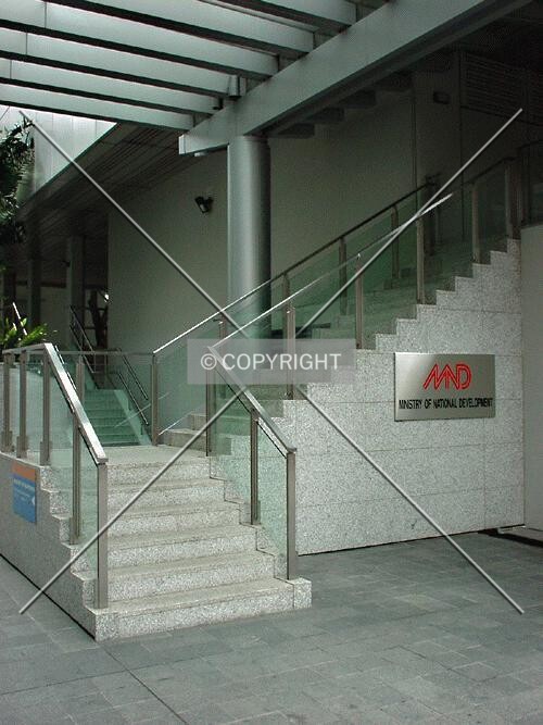 Stairs at one corner of the building