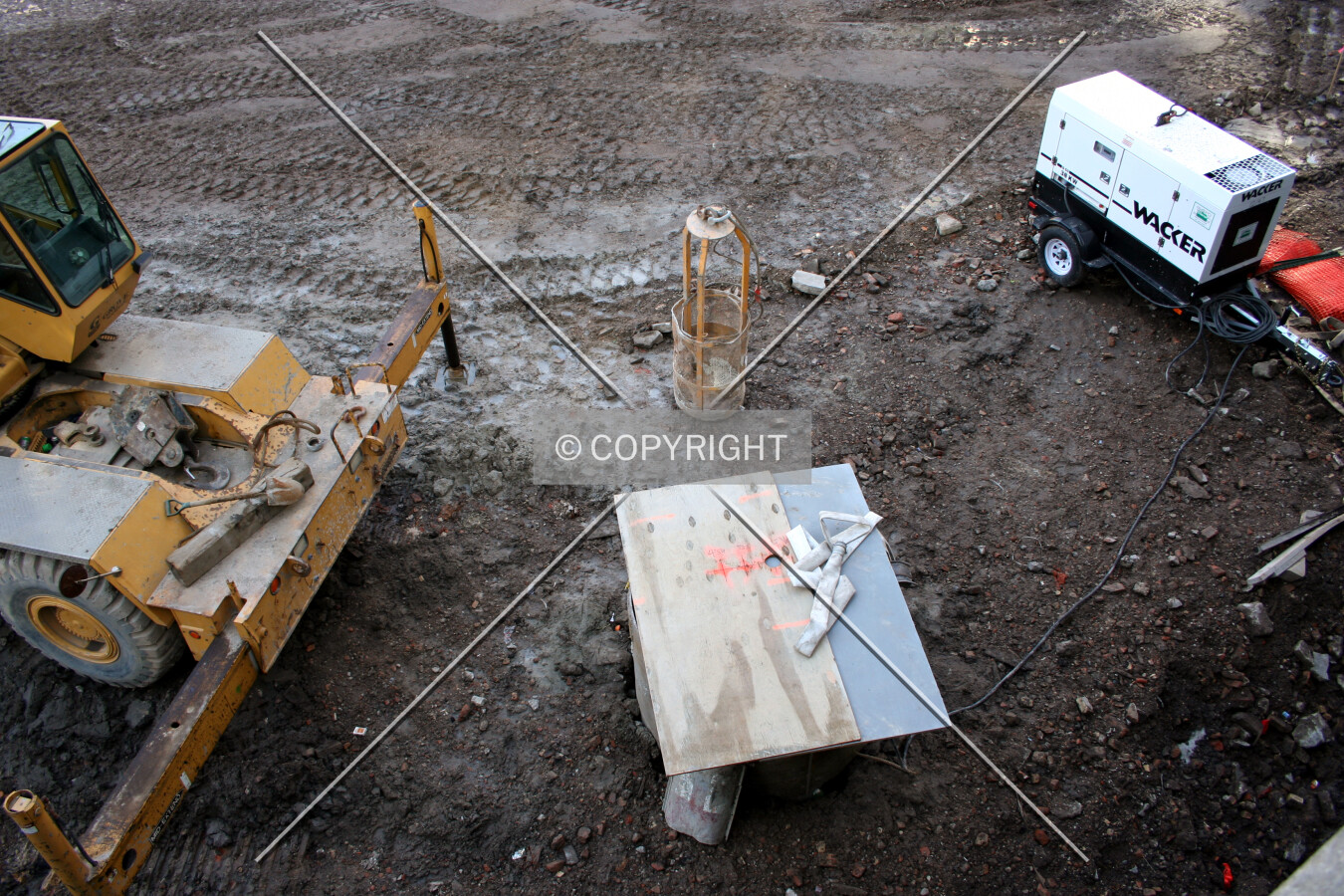 Looking down at the first caisson