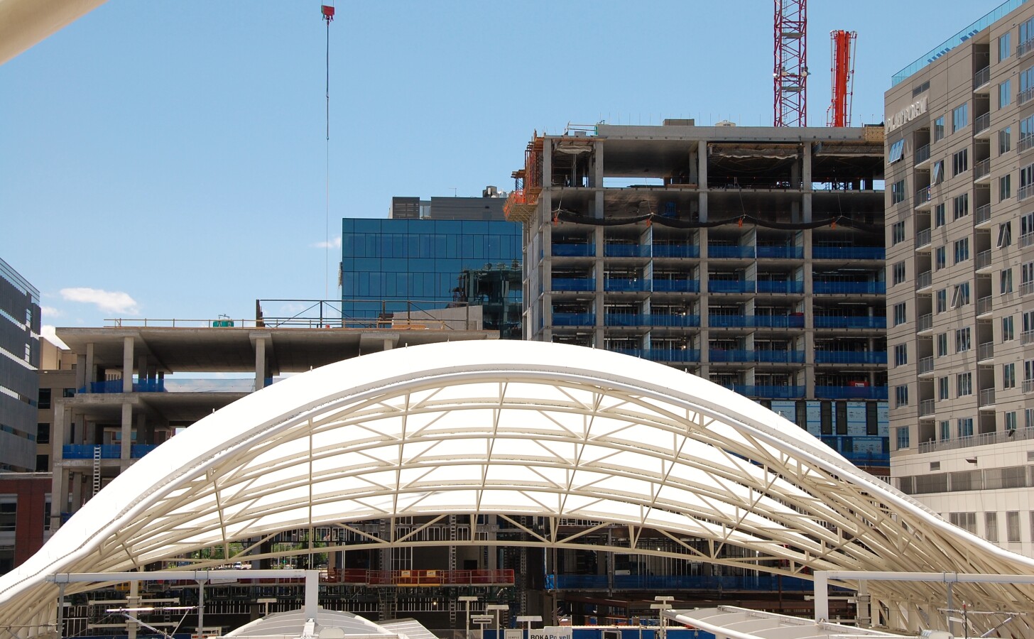 Looking southeast peering over the Train Hall canopy