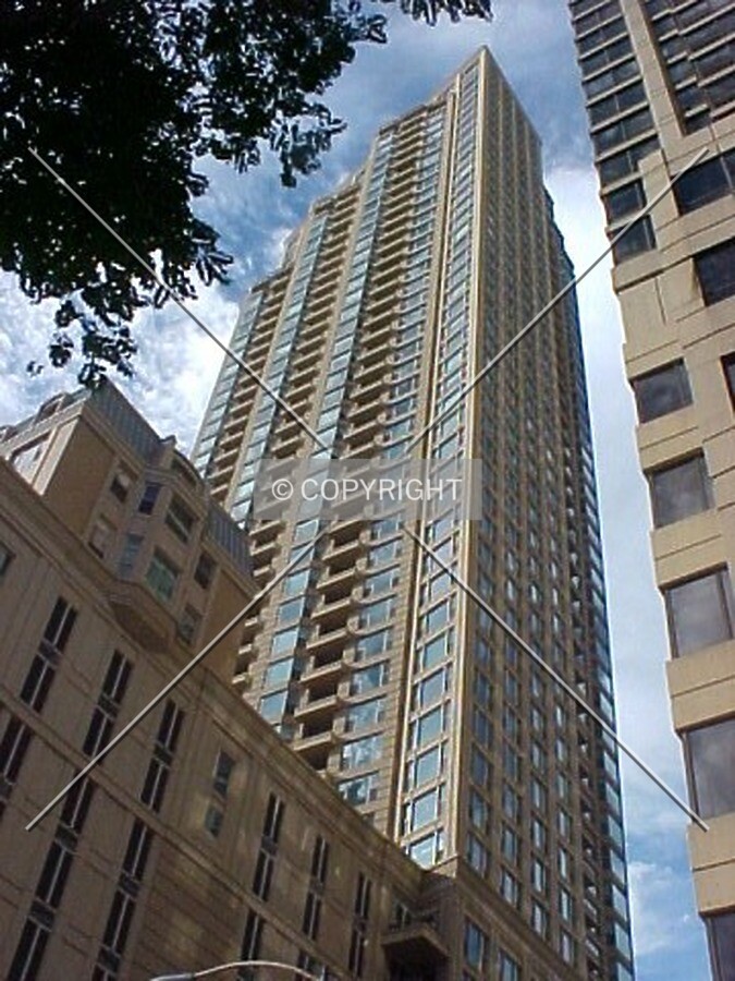 Looking up from the intersection of Wabash and Erie