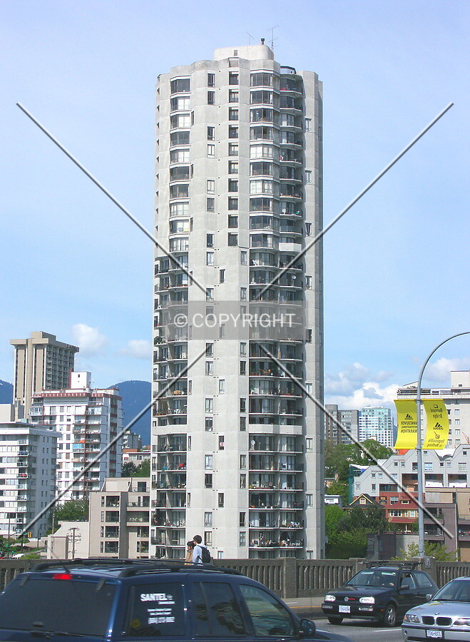 One of the city's earlier high-rises from the Burrard Bridge