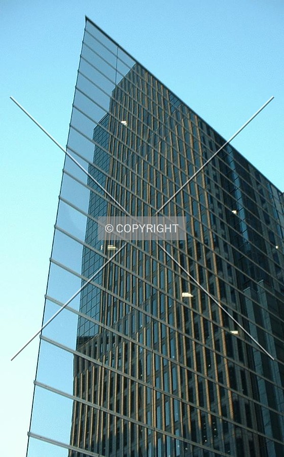 Reflections of tower off of ornamental veranda