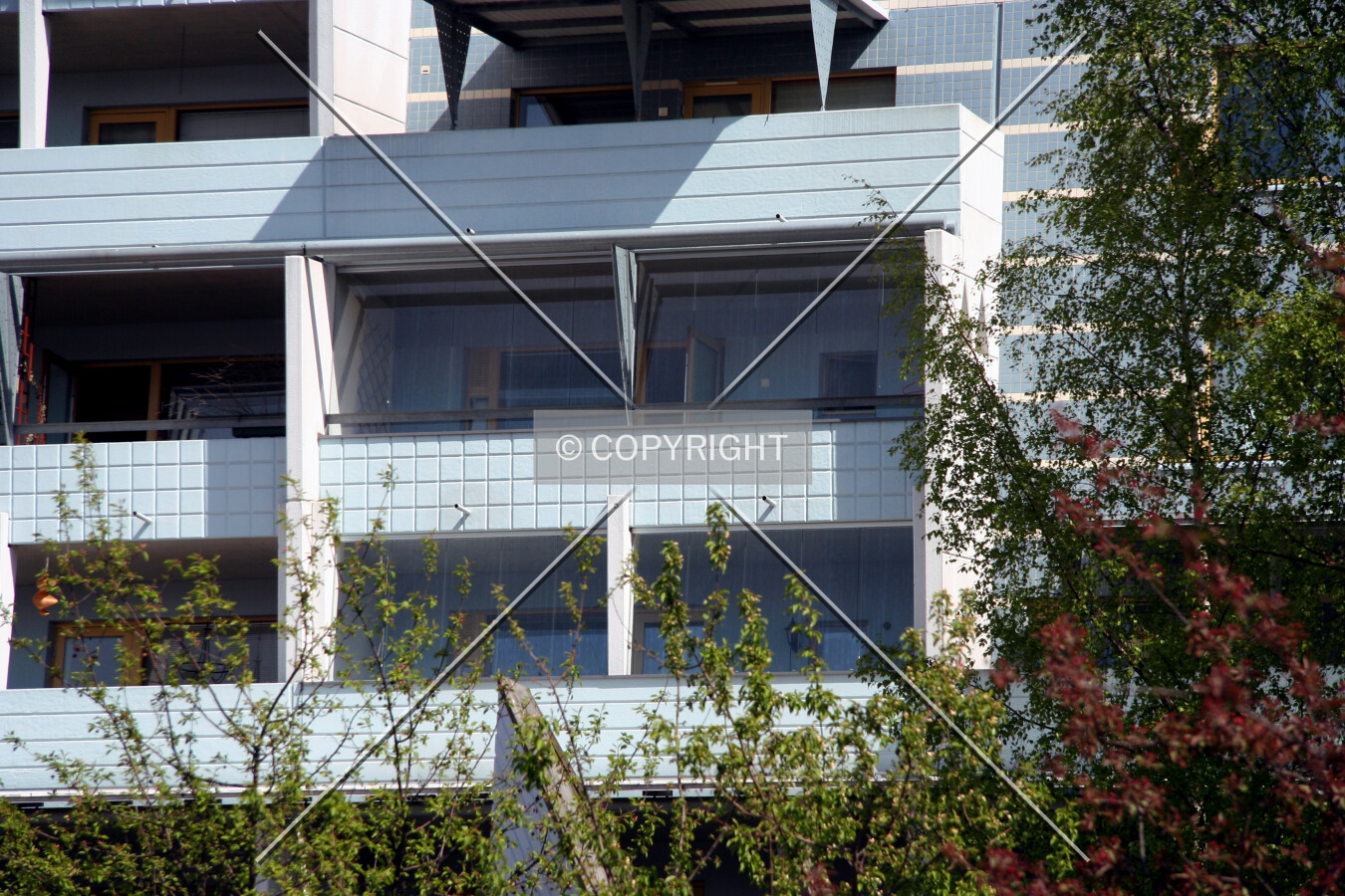 Balconies on the back side of the south wing