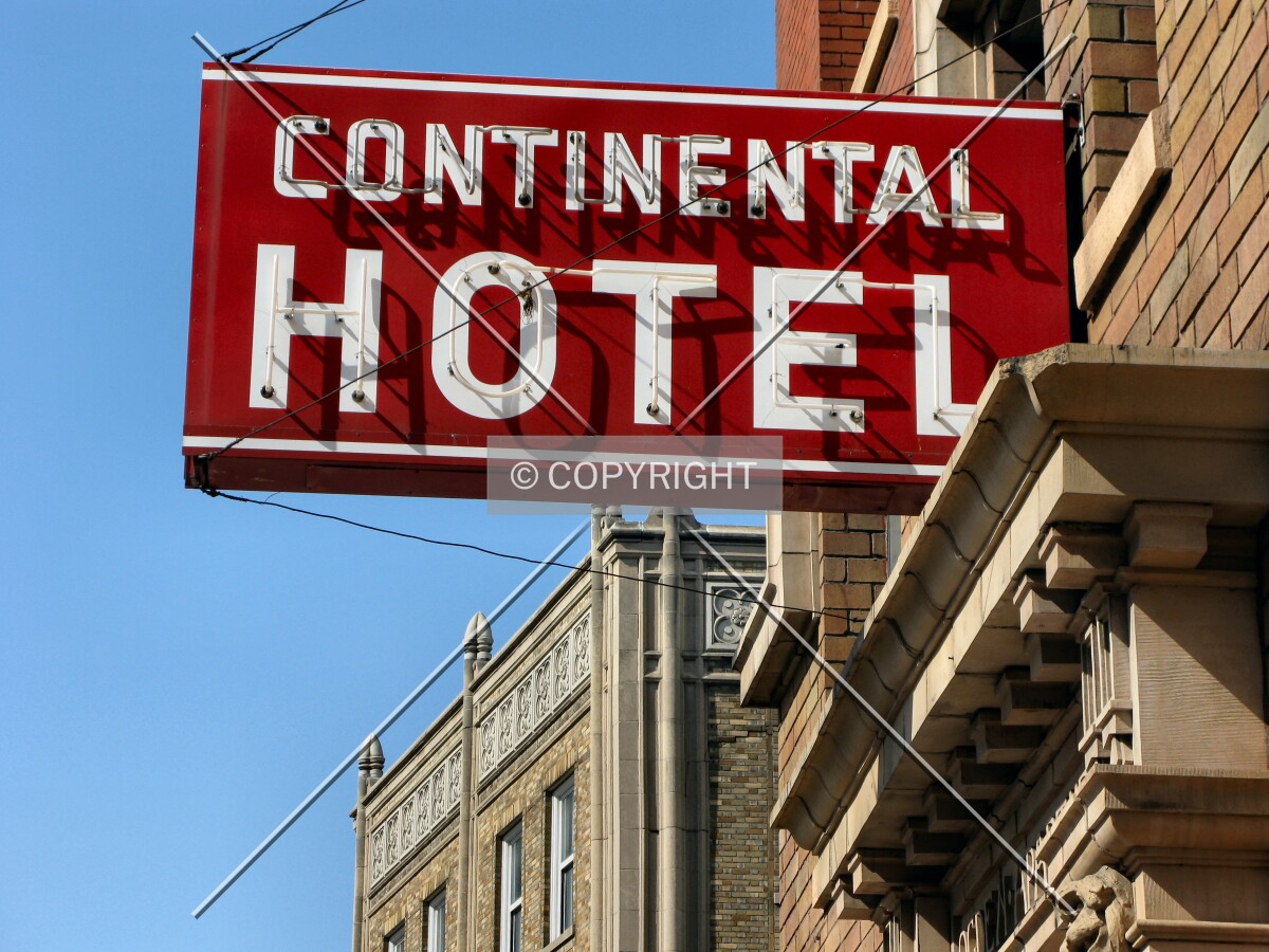 Vintage neon sign above the main entrance