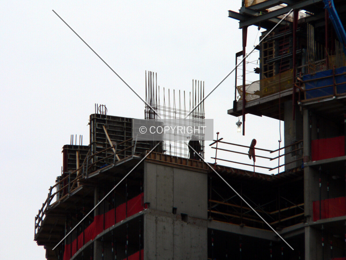 Working on the rebar for a shear wall
