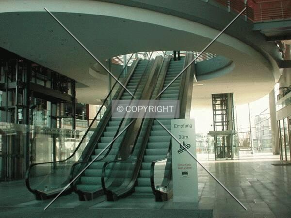 The escalators inside the building