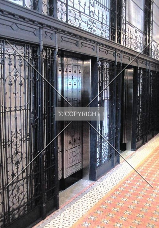 Elevator bank in lobby