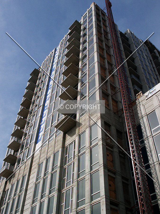 Looking up the southeast corner
