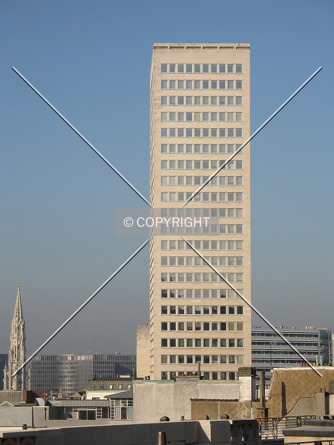 View from Poelaertplein, with the City Hall spire on the left