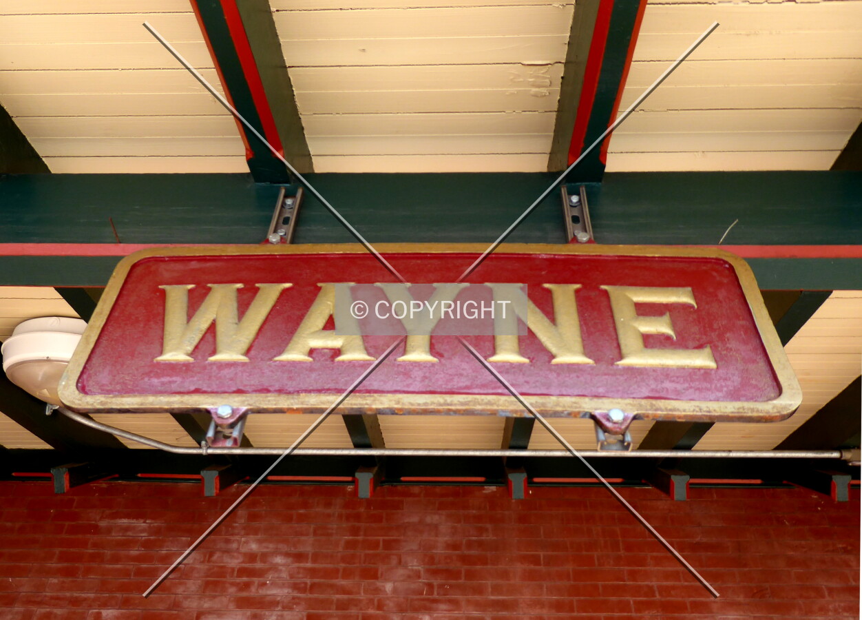 Restored Pennsylvania Railroad station signage
