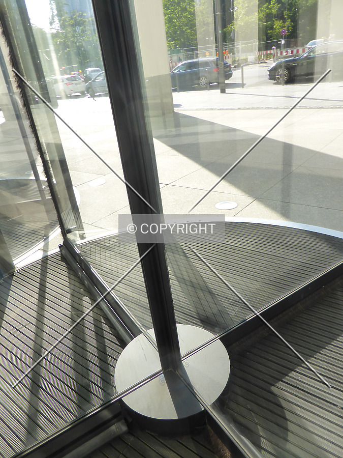 Detail of a revolving glass door