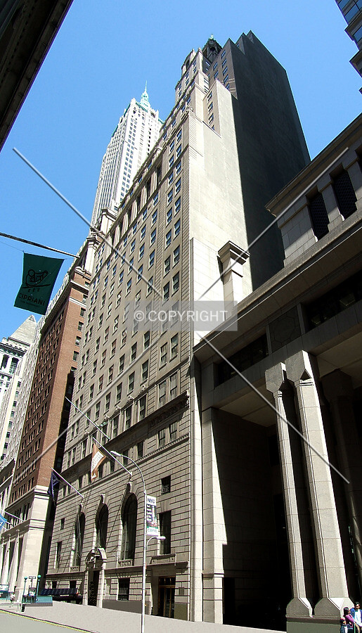 View from the southeast along Wall Street