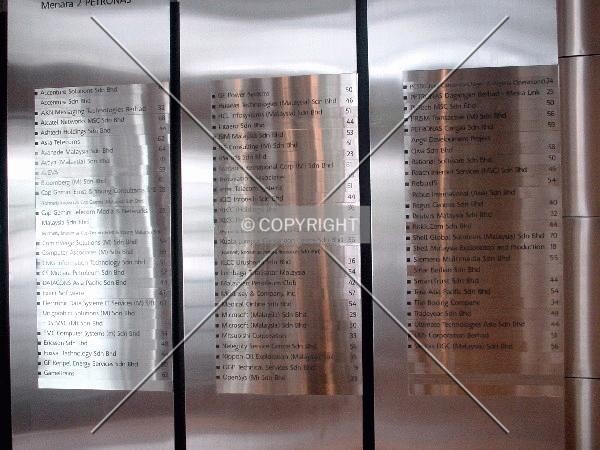 Tenant list panel at the ground floor