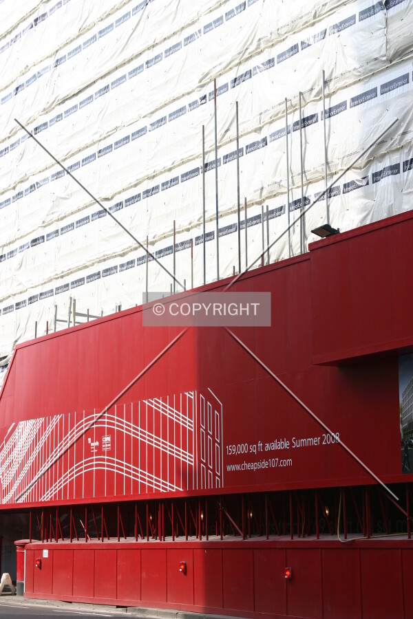 Hoarding and scaffold on the Cheapside frontage