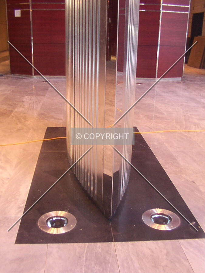 Base of a column in the lobby