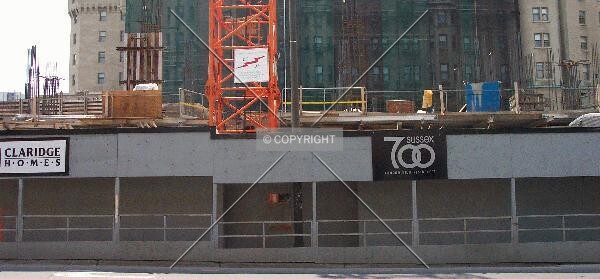 The barrier protecting the public from the construction site
