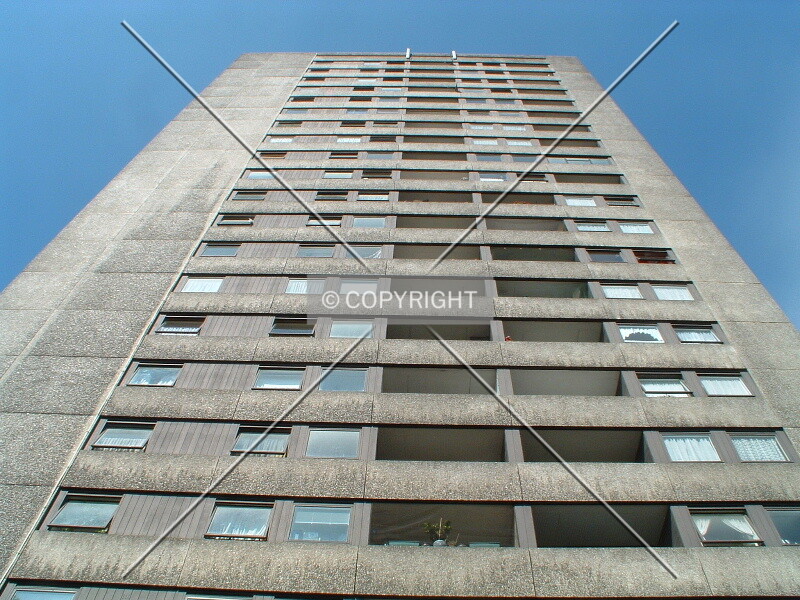 Looking straight up from the car park