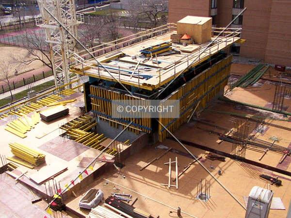 Central core rising out of the 2nd floor