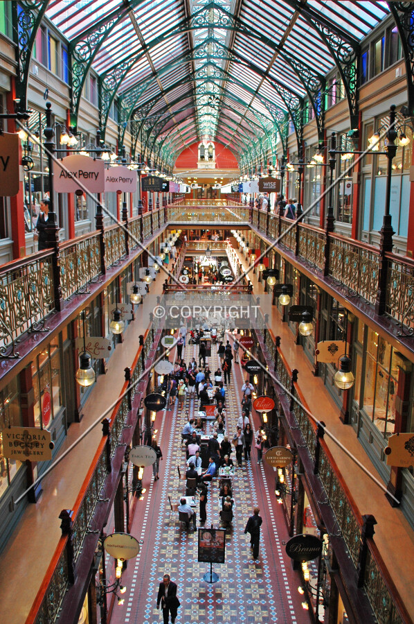 Looking east inside the arcade