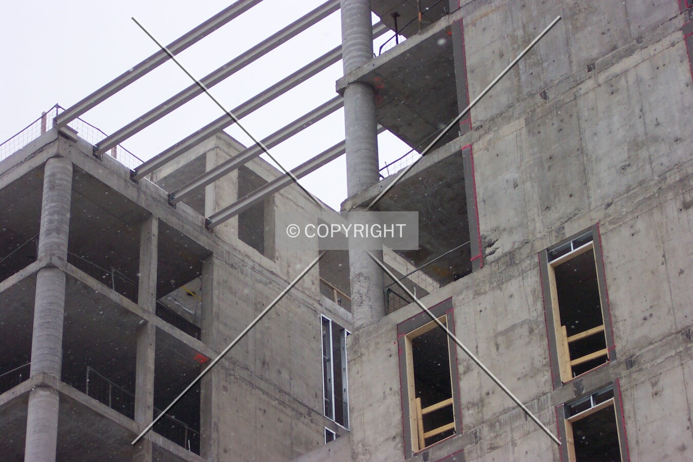 The bracings for the elevated solarium's window panes