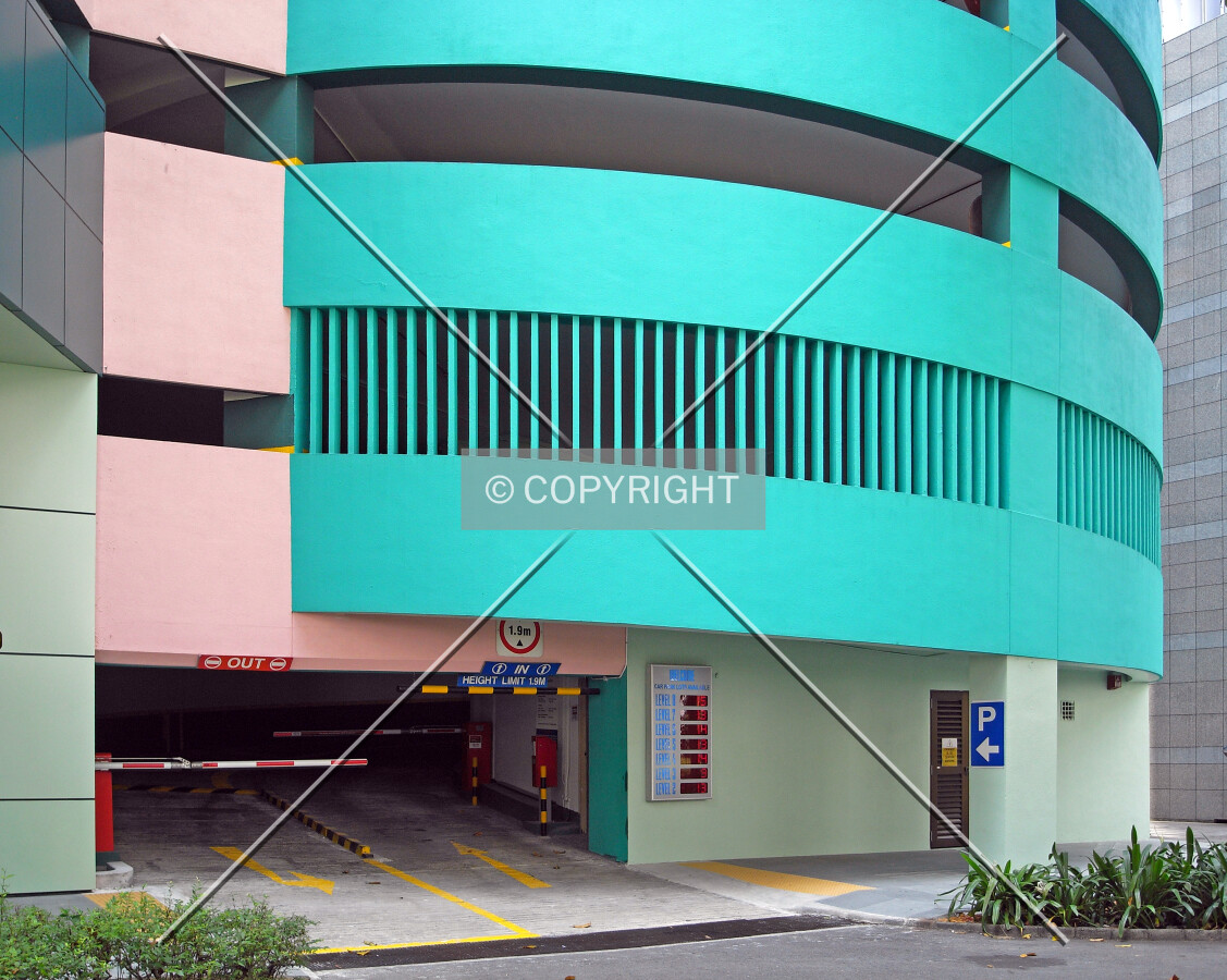 View of the car park entrance as seen from the north