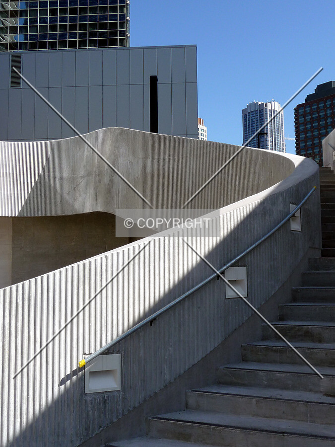 Concrete stair at the northeast corner