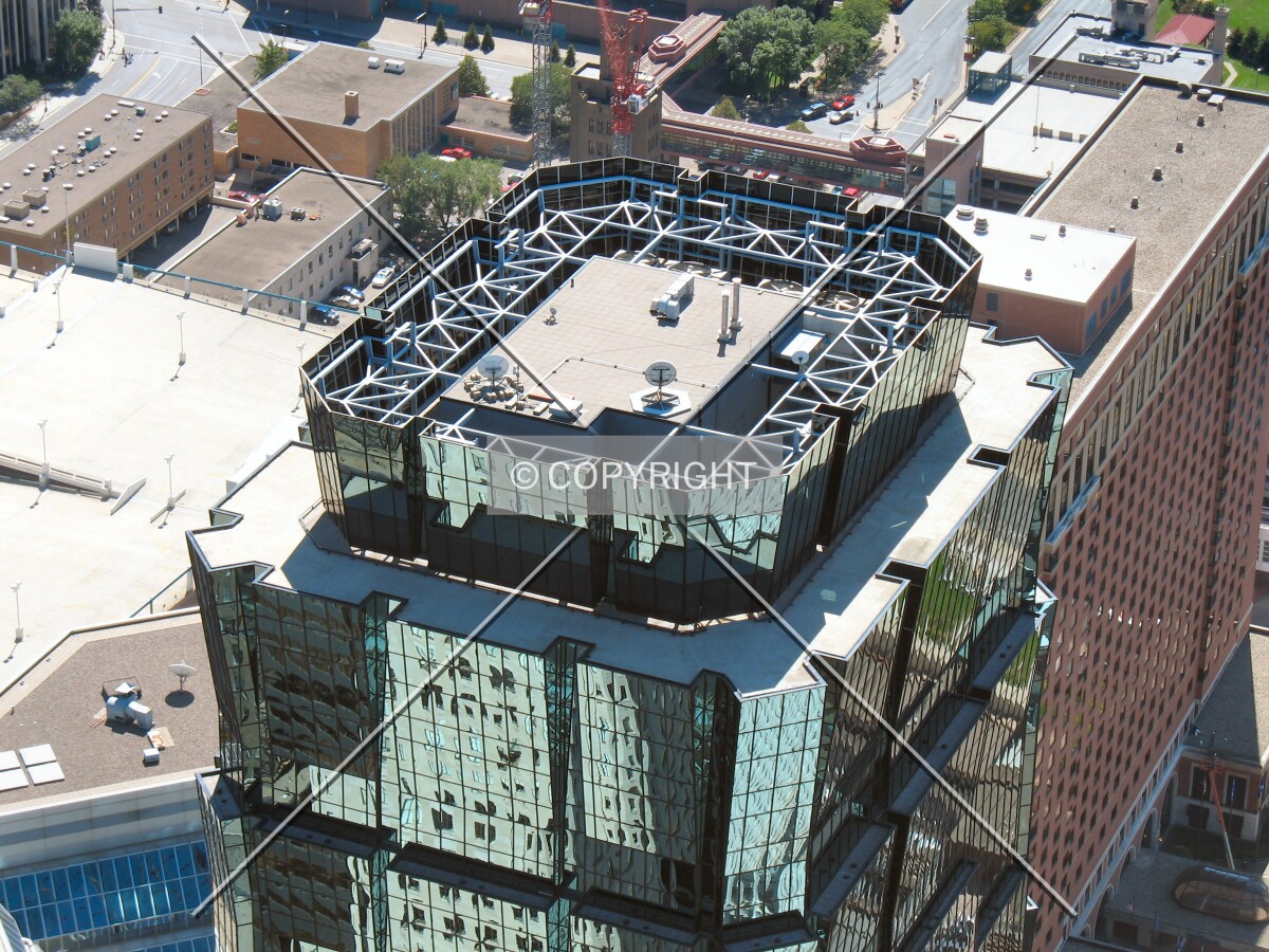 Top detail from the IDS Tower roof