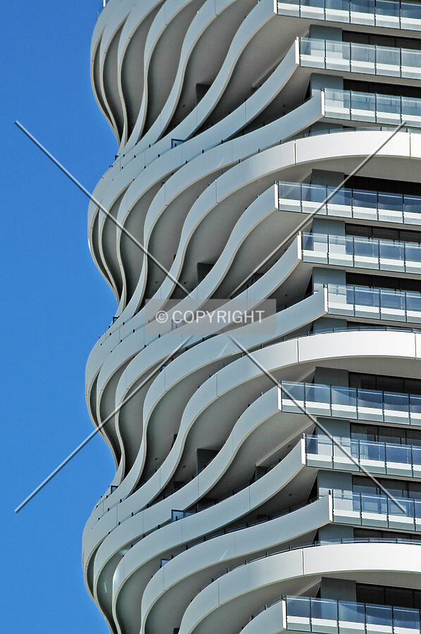 Detail of the sculptural balconies