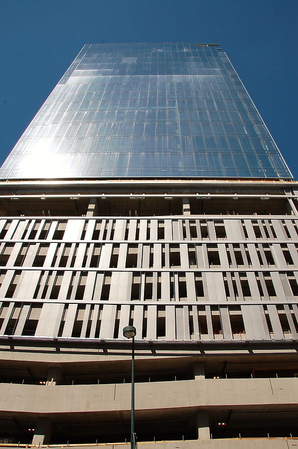 Looking up the southwest facade
